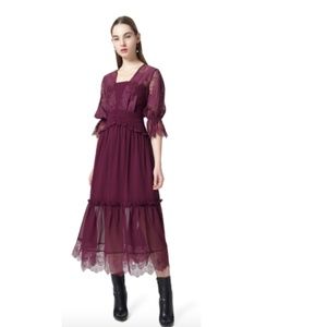 Purple Burgundy Lace Dress With Layers